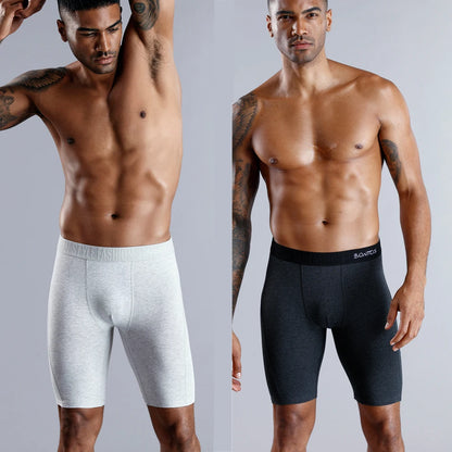 BONITOS Men Boxer Long Leg Boxer Men Underwear Men Underpants Erkek Natural Cotton Sexy Boxer Shorts Top Brand Underwear Soft