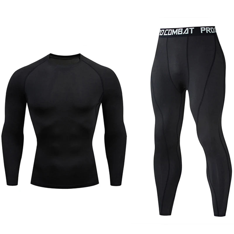 Quick Dry Men's Thermal Underwear Sets Running Compression Sport Suits Basketball Tights Clothes Gym Fitness Jogging Sportswe