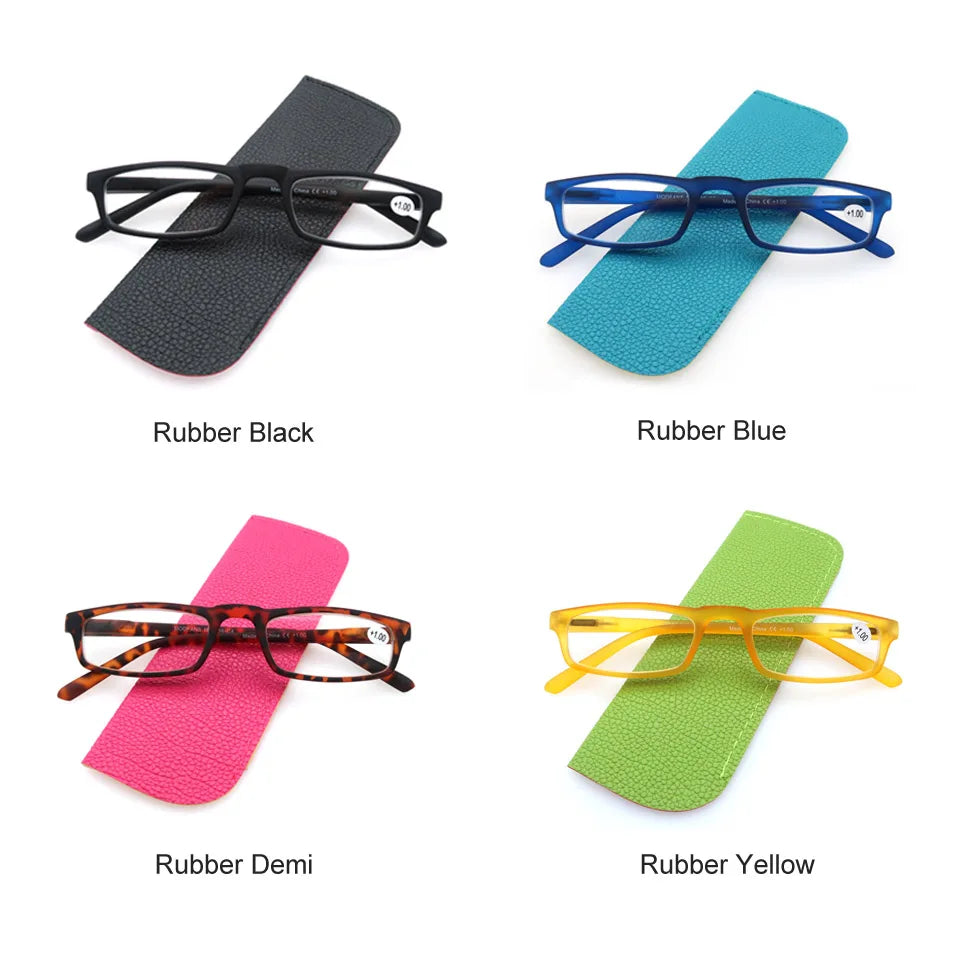Reading Glasses Women Men Rectangular Ultralight Frame Small Readers Eyeglasses High Quality Spring Hinge with Diopter +1.0~+4.0