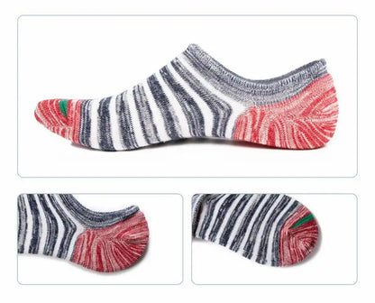 5 Pairs/lot Men Socks Large size Spring Summer Cotton Fashion Striped Silicone Non-slip socks Soft Breathable Short Socks Male