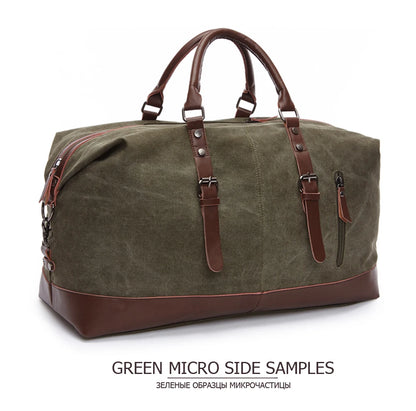 Mens Canvas Leather Duffel Bag - Travel Tote  Weekend Luggage
