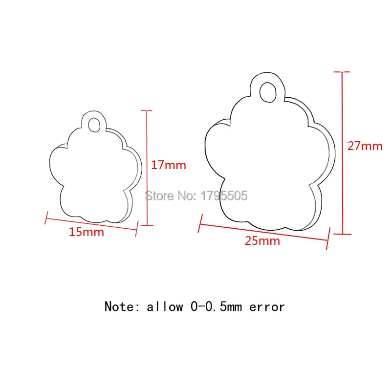 Wholesale 100pcs bright  Pet shiny claw id pet dog accessories alloy ID tag puppy pet collar pendant pet dog cat dog back home