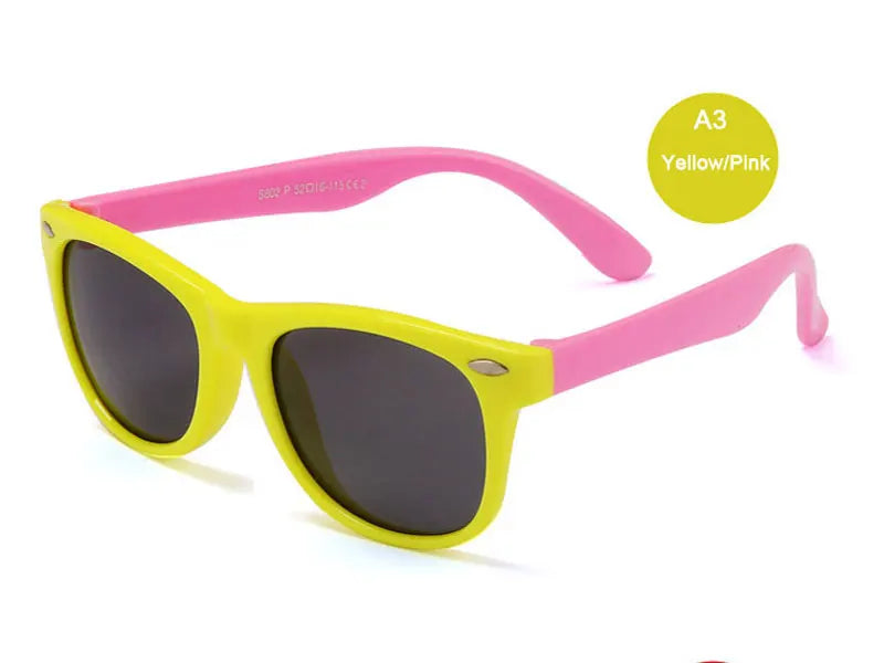 Kids Polarized Sunglasses - Classic Designer Eyeglasses with Flexible TR90 Frame