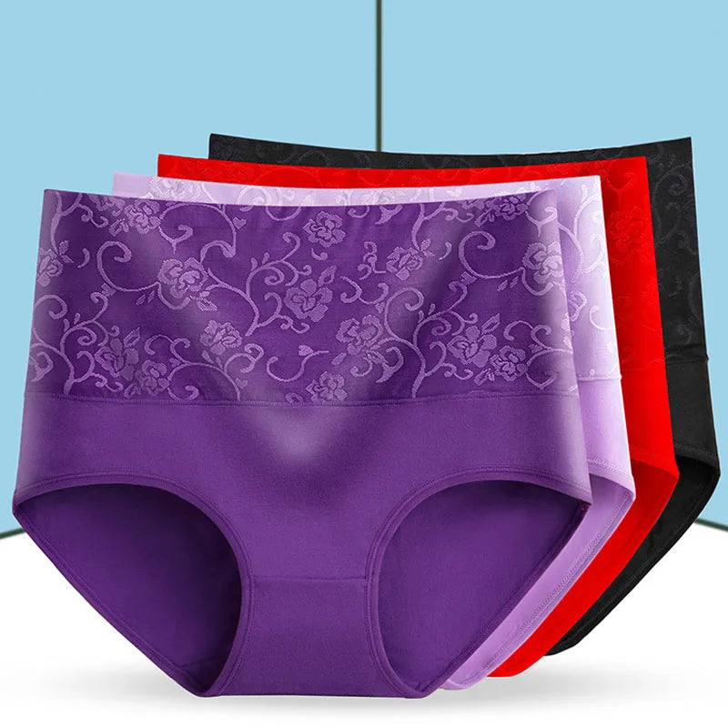 1Pcs High Rise Underwear Women's Sexy Panties Cotton Briefs Plus Size Calcinhas Transparent Seamless Underpant Girls Boxer L-5XL