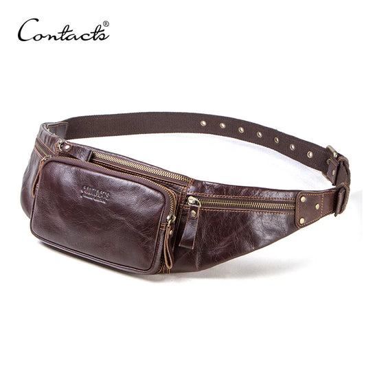 Genuine Leather Fanny Pack - Casual Mens Waist Bag for Travel Essentials - ZOOMNSTORE
