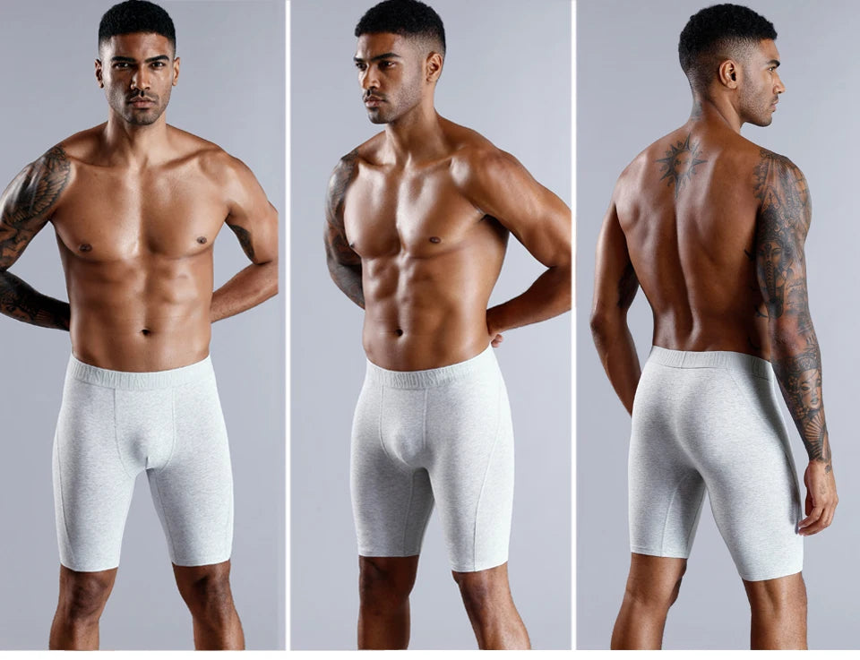 BONITOS Men Boxer Long Leg Boxer Men Underwear Men Underpants Erkek Natural Cotton Sexy Boxer Shorts Top Brand Underwear Soft