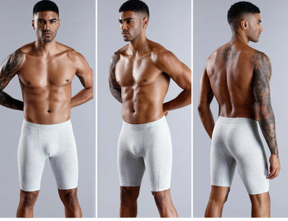 BONITOS Men Boxer Long Leg Boxer Men Underwear Men Underpants Erkek Natural Cotton Sexy Boxer Shorts Top Brand Underwear Soft