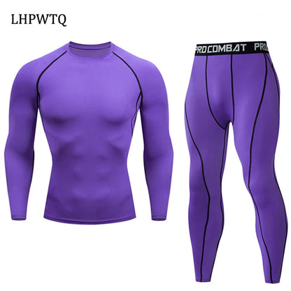 Quick Dry Men's Thermal Underwear Sets Running Compression Sport Suits Basketball Tights Clothes Gym Fitness Jogging Sportswe