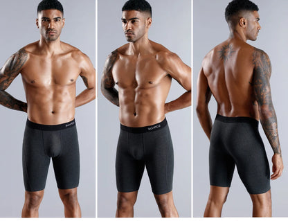 BONITOS Men Boxer Long Leg Boxer Men Underwear Men Underpants Erkek Natural Cotton Sexy Boxer Shorts Top Brand Underwear Soft