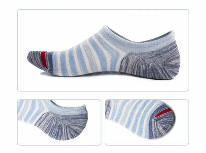 5 Pairs/lot Men Socks Large size Spring Summer Cotton Fashion Striped Silicone Non-slip socks Soft Breathable Short Socks Male