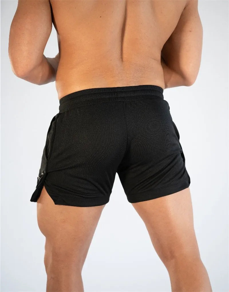 GITF Mens Gym Training Shorts Men Sports Casual Clothing Fitness Workout Running Grid quick-drying compression Shorts Athletics