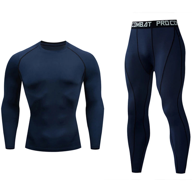 Quick Dry Men's Thermal Underwear Sets Running Compression Sport Suits Basketball Tights Clothes Gym Fitness Jogging Sportswe