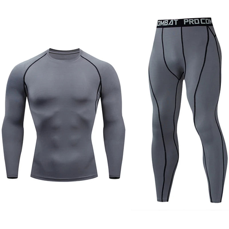 Quick Dry Men's Thermal Underwear Sets Running Compression Sport Suits Basketball Tights Clothes Gym Fitness Jogging Sportswe
