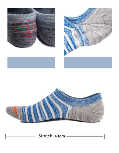 5 Pairs/lot Men Socks Large size Spring Summer Cotton Fashion Striped Silicone Non-slip socks Soft Breathable Short Socks Male