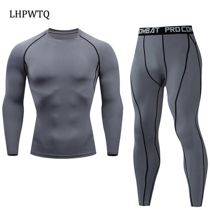 Quick Dry Men's Thermal Underwear Sets Running Compression Sport Suits Basketball Tights Clothes Gym Fitness Jogging Sportswe