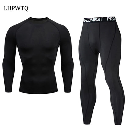 Quick Dry Men's Thermal Underwear Sets Running Compression Sport Suits Basketball Tights Clothes Gym Fitness Jogging Sportswe