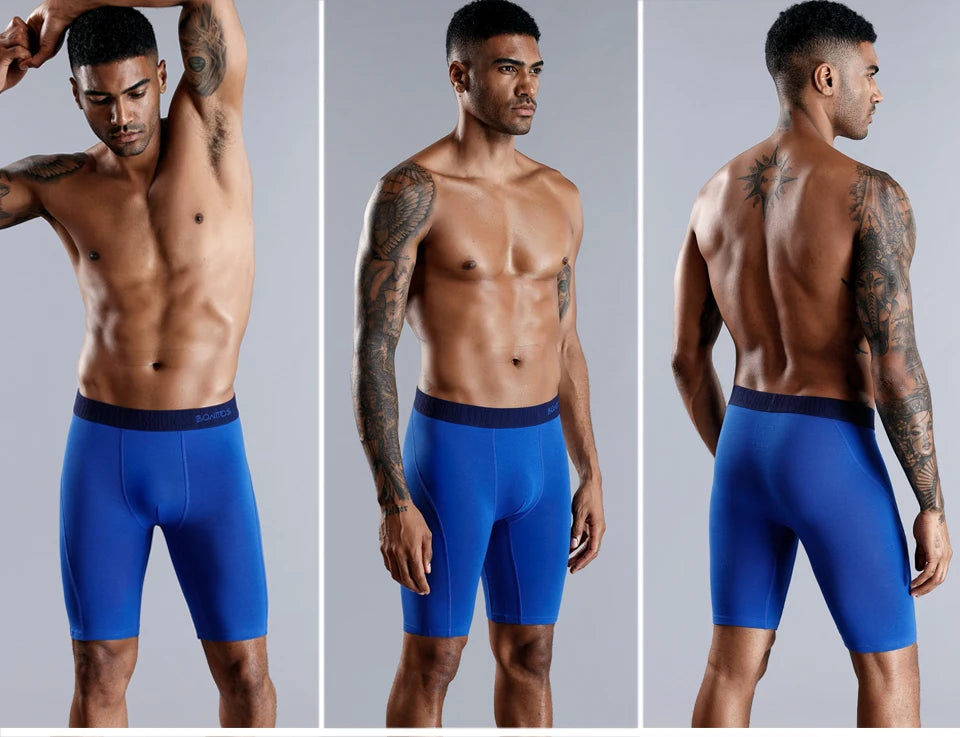 BONITOS Men Boxer Long Leg Boxer Men Underwear Men Underpants Erkek Natural Cotton Sexy Boxer Shorts Top Brand Underwear Soft