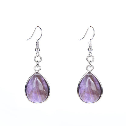 Natural Stone Water-Drop Dangle Earrings – Teardrop Hooks