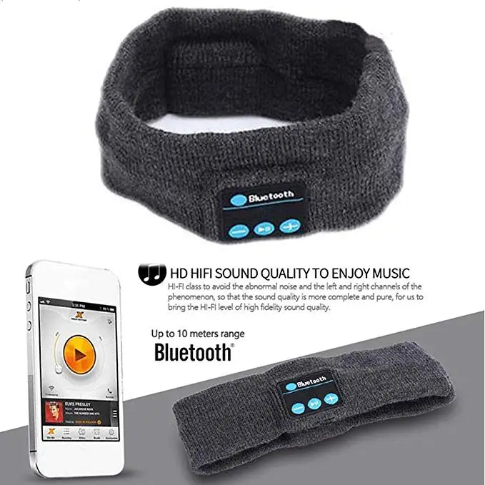 Wireless Stereo Bluetooth 5.4 Headphones Running Sleeping Earphone Headset Knit Sports Music Headband Eye Mask With MIC