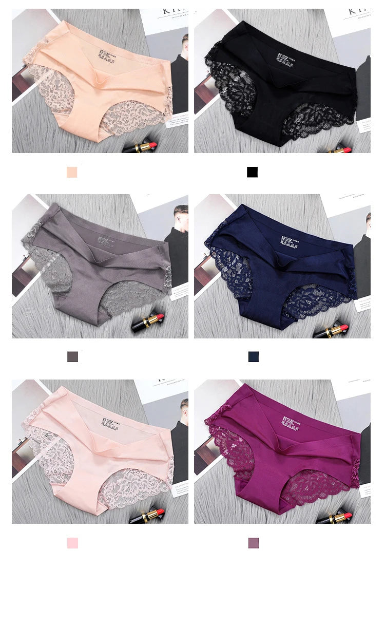 TEXIWAS 4pcs/lot Lace Panties Women Seamless Ladies Underwear Lace Briefs Sexy Panties for Women Comfort Lingerie Plus Size
