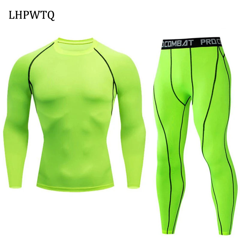 Quick Dry Men's Thermal Underwear Sets Running Compression Sport Suits Basketball Tights Clothes Gym Fitness Jogging Sportswe