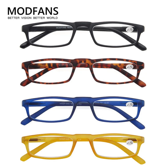 Reading Glasses – Ultralight Rectangular Readers with Spring Hinge (+1.0 to +4.0)