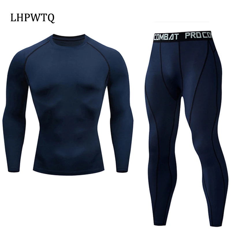 Quick Dry Men's Thermal Underwear Sets Running Compression Sport Suits Basketball Tights Clothes Gym Fitness Jogging Sportswe