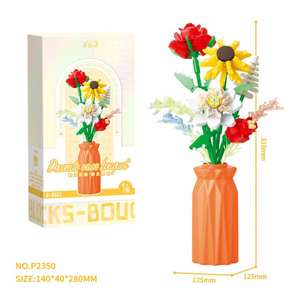 DIY Handmade Flower Building Blocks Set - Plastic Vases for Creative Bouquets - ZOOMNSTORE