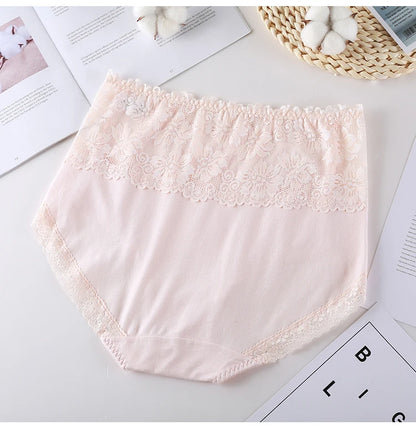 Woman Sexy Cotton Panties of Large Size New Lace Female Underwear with High Waist Cotton Briefs Plus Size Women's Panties 2025