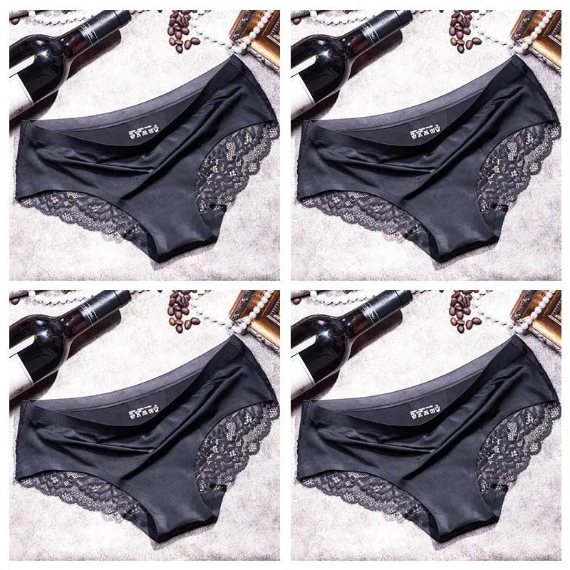 TEXIWAS 4pcs/lot Lace Panties Women Seamless Ladies Underwear Lace Briefs Sexy Panties for Women Comfort Lingerie Plus Size