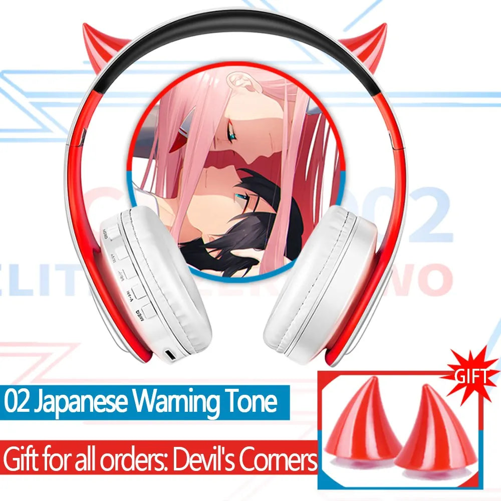 Cosplay Anime Darling in the FranXX 02 Hint Tone Wireless Bluetooth Headset Head Mounted Plug In Card Mobile Phone Headphones