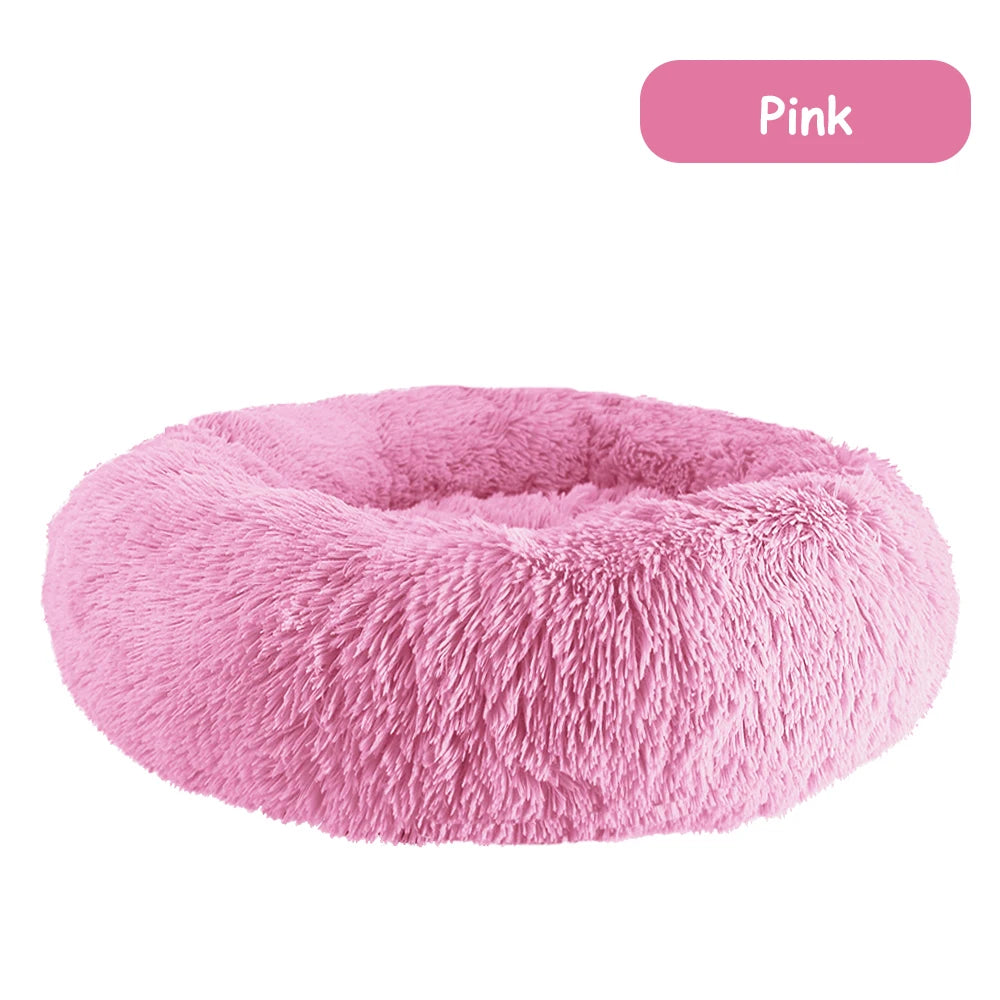 Donut Dog Bed - Soft Plush Pet Bed With Raised Rim | Warm Washable Cushion