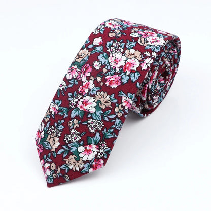 Floral Cotton Tie - Elegant Paisley Necktie for Men  Women