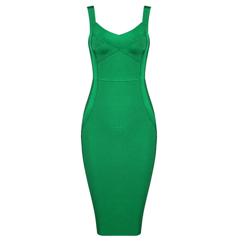 Bandage Dress - Women's Sleeveless Bodycon Rayon Sheath Dress With Zipper Closure
