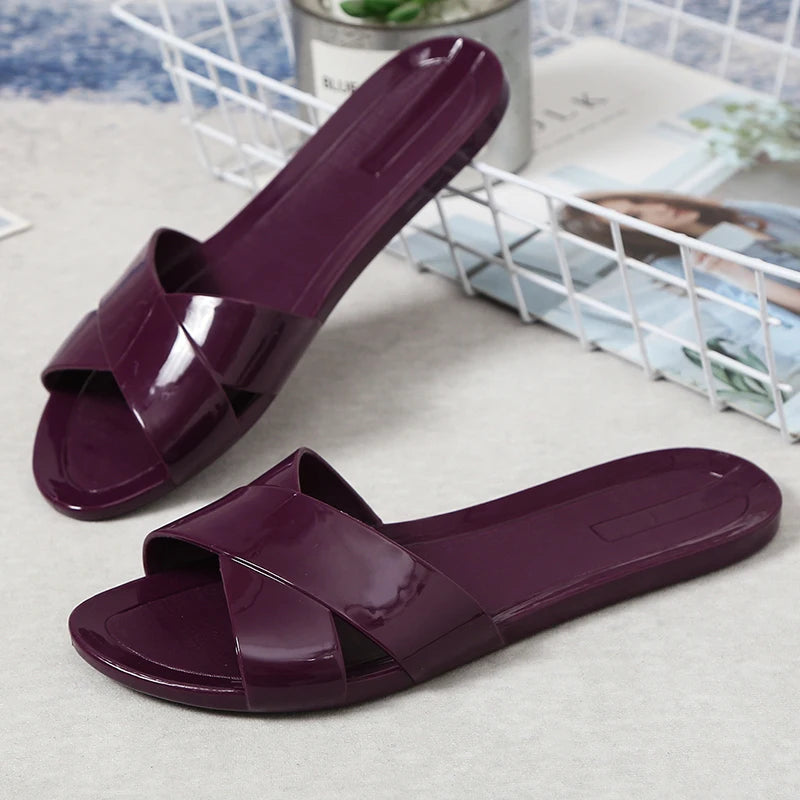 Size 36-41 Women's Sandals Slippers Summer Zapatos Mujer Flat Shoes Mules Clogs Female Peep Toe Soft Bottom Non-Slip Chaussures