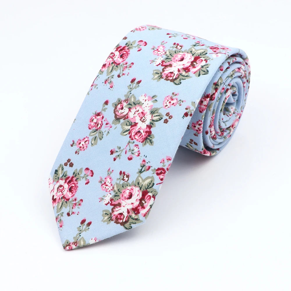Floral Cotton Tie - Elegant Paisley Necktie for Men  Women