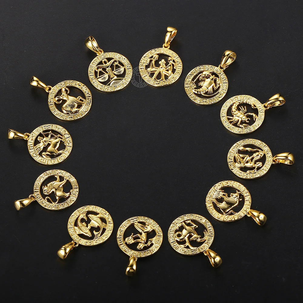 Zodiac Sign Pendant Necklace - Gold Horoscope Jewelry for Men  Women - ZOOMNSTORE