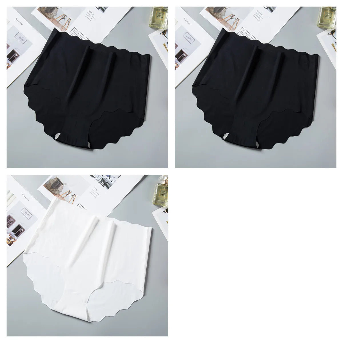 3Pcs/Set Ice Silk Panties Women Hip Lift Briefs Seamless Underwear Female High Waist Panties M-XXL Underpants Invisible Lingerie