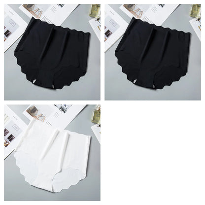 3Pcs/Set Ice Silk Panties Women Hip Lift Briefs Seamless Underwear Female High Waist Panties M-XXL Underpants Invisible Lingerie
