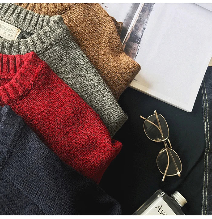 2025 New Men Pullover Sweater Autumn Fashion Casual Loose Thick O Neck Wool Knitted Oversize Harajuku Streetwear Knitwear M-5Xl