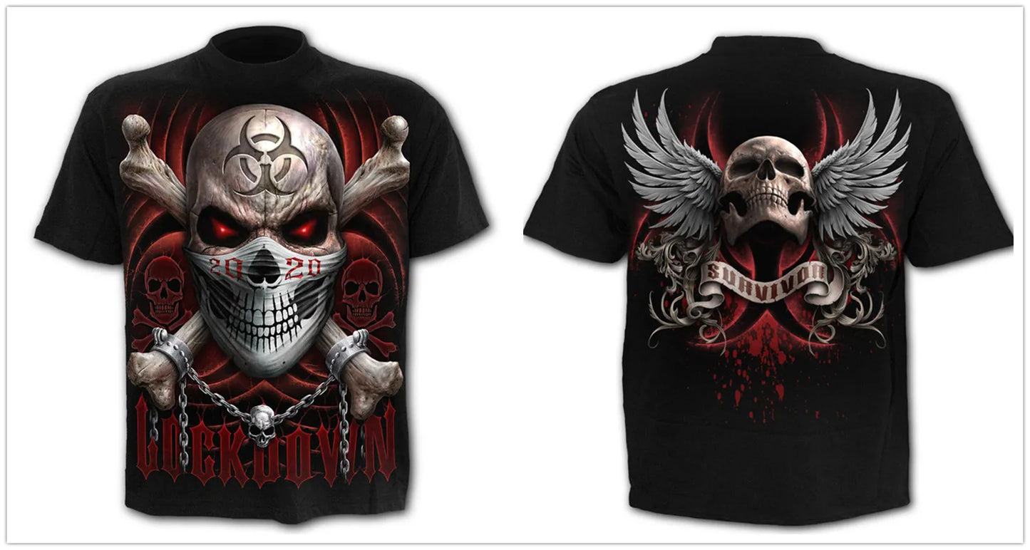 Mens 3D Skull T-Shirt - Punk Summer Streetwear Top O-neck Sizes XXS-5XL - ZOOMNSTORE
