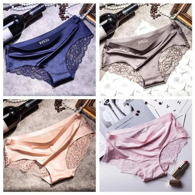 TEXIWAS 4pcs/lot Lace Panties Women Seamless Ladies Underwear Lace Briefs Sexy Panties for Women Comfort Lingerie Plus Size