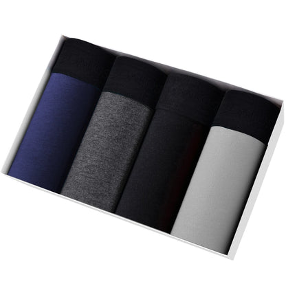 Mens Cotton Boxer Shorts - 4-Pack Underwear Set Soft and Comfortable