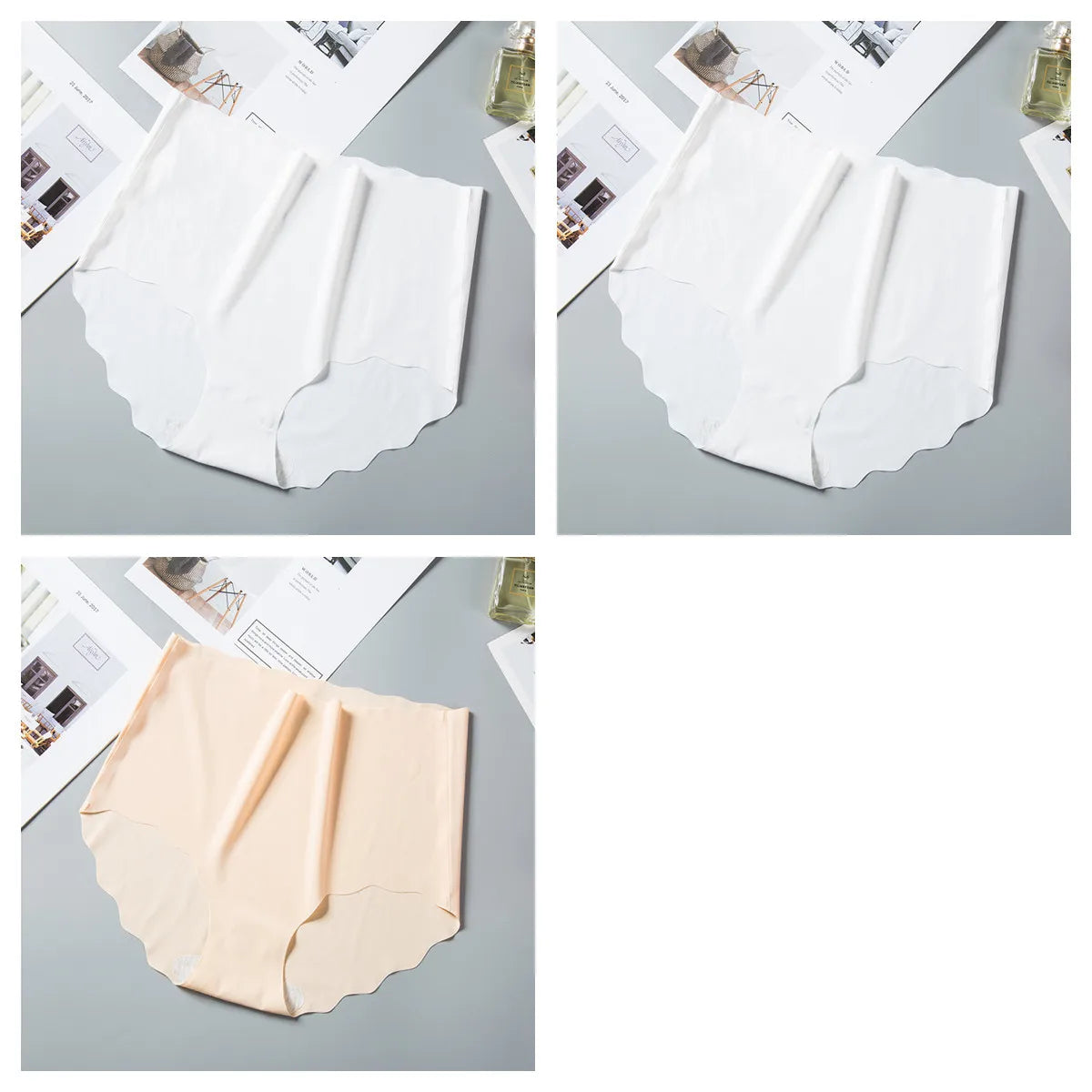 3Pcs/Set Ice Silk Panties Women Hip Lift Briefs Seamless Underwear Female High Waist Panties M-XXL Underpants Invisible Lingerie