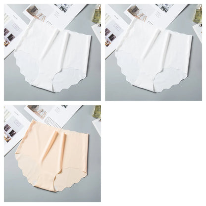 3Pcs/Set Ice Silk Panties Women Hip Lift Briefs Seamless Underwear Female High Waist Panties M-XXL Underpants Invisible Lingerie