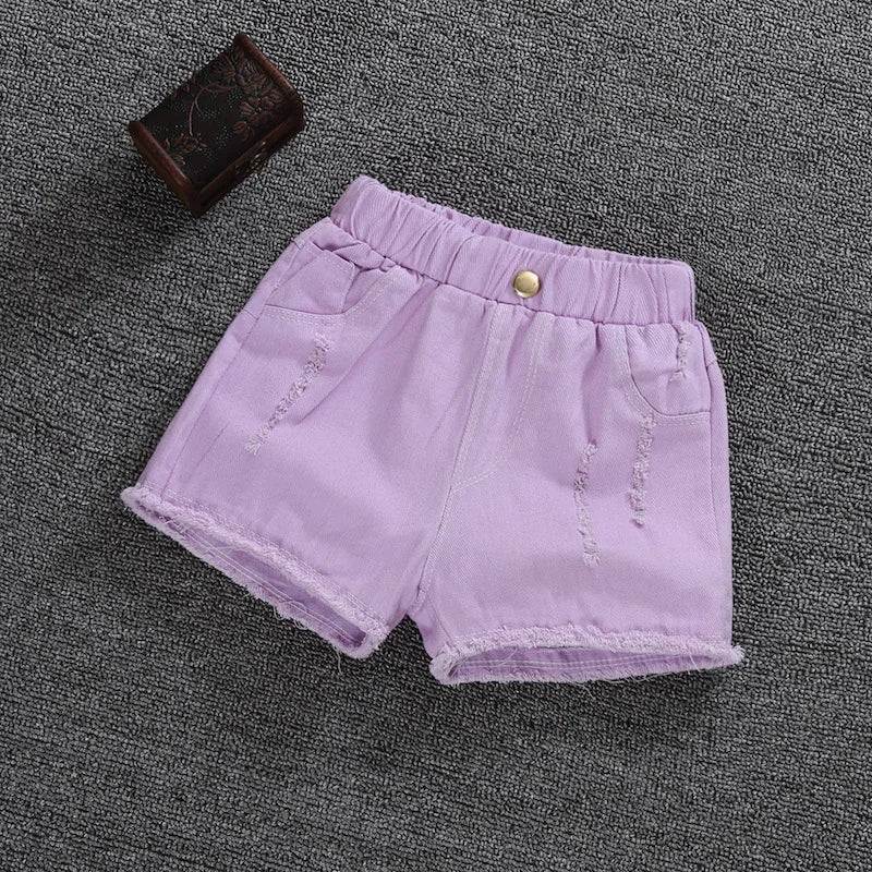 Girls Cotton Candy Color Summer Shorts - Casual Pants for Ages 3-9