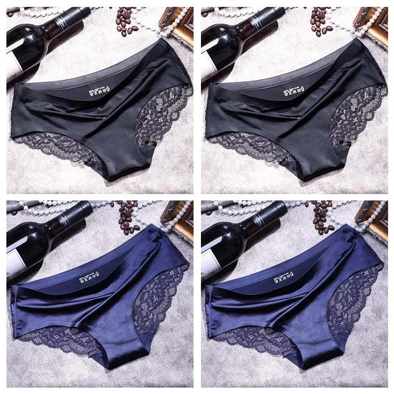 TEXIWAS 4pcs/lot Lace Panties Women Seamless Ladies Underwear Lace Briefs Sexy Panties for Women Comfort Lingerie Plus Size