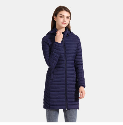 SANTELON Winter Women Loose Long Parka Coat With Detachable Hood Female Soild Ultralight Portable Warm Padded Cotton Outwear