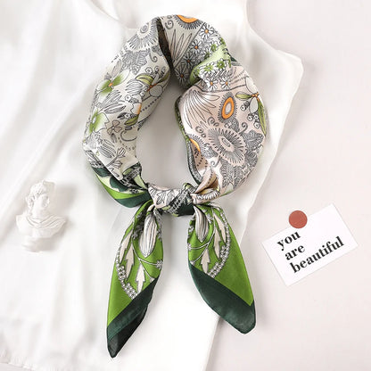 Luxury Silk Plaid Scarf - Soft Satin Neck Hair Tie for Women Foulard Hijab 2021