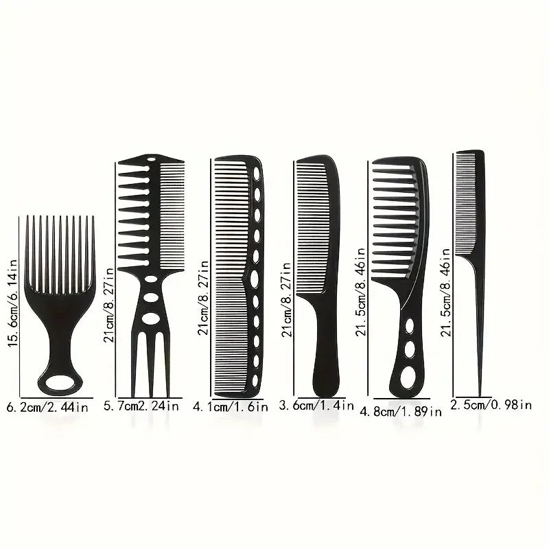 Hair Cutting Comb Set – 6Pcs Professional Barber Salon Hair Styling Accessories - ZOOMNSTORE